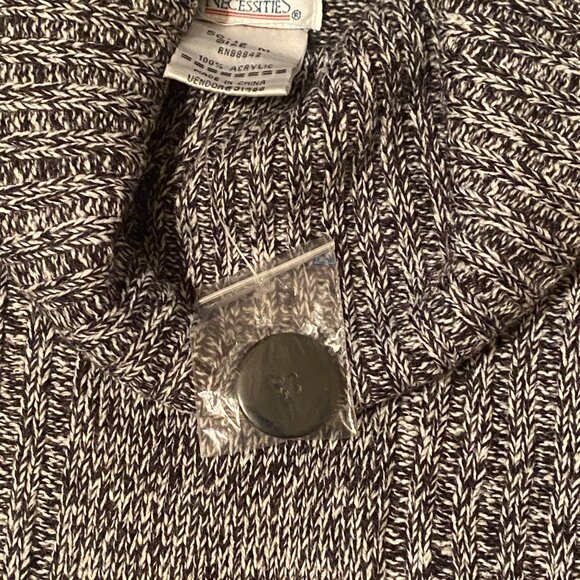 ONLY NECESSITIES Black/White Cowl Neck Sweater Cabled knit Curve Hem NWOT (M) - Picture 8 of 9